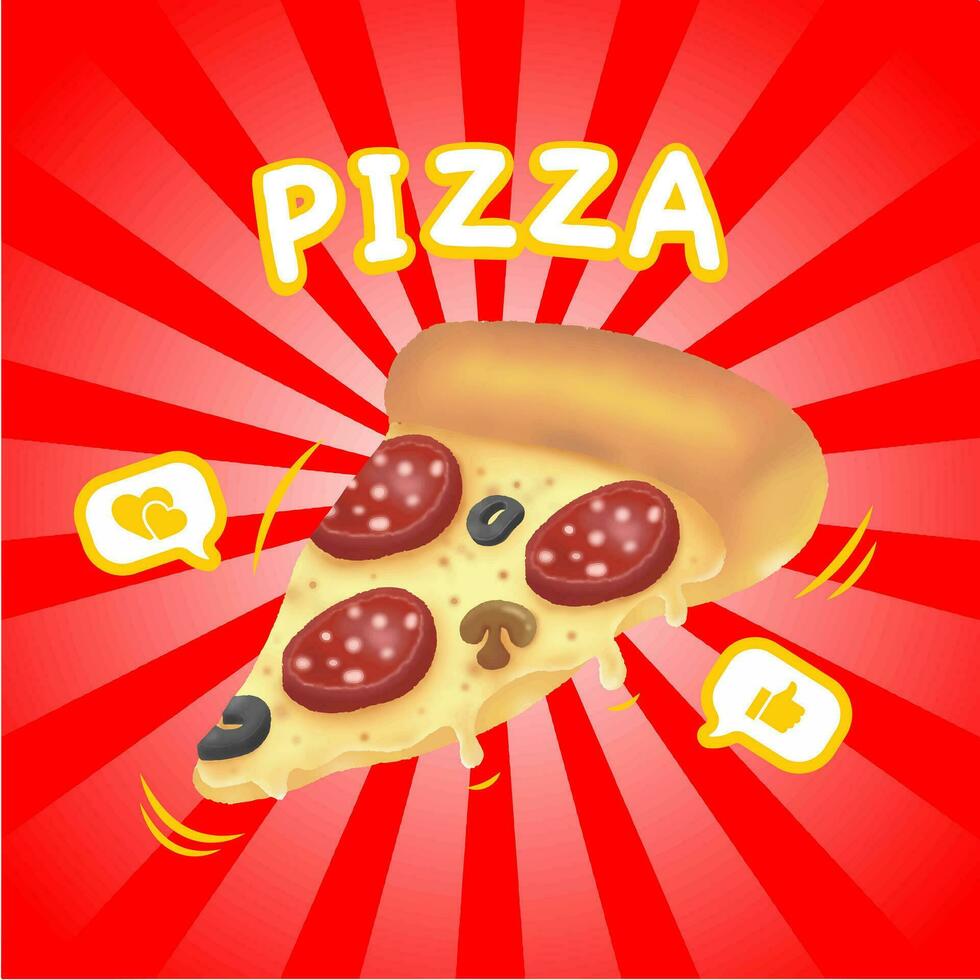 pizza snel voedsel hand getekend illustraties sticker pak vector