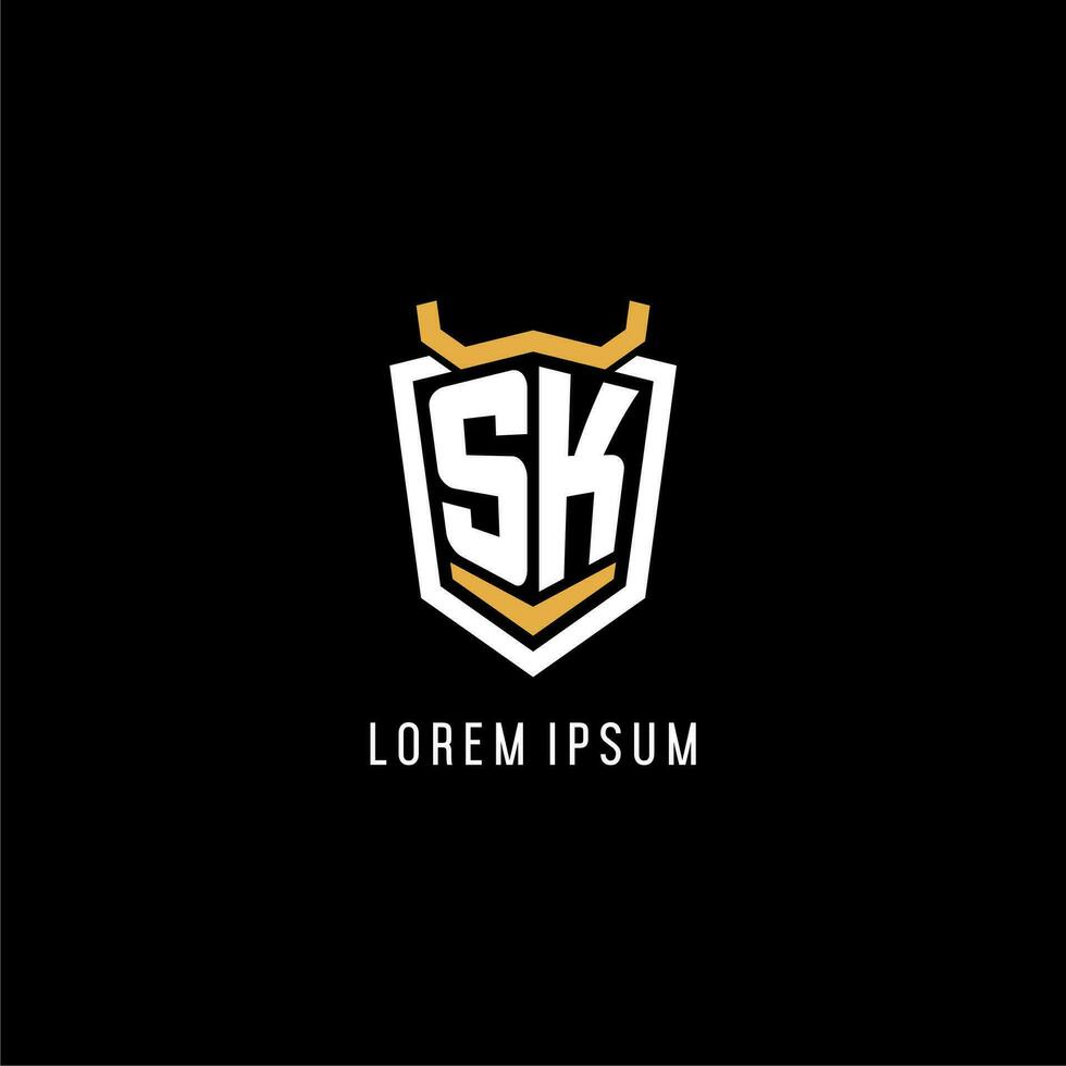 eerste sk meetkundig schild esport logo monogram ontwerp stijl vector