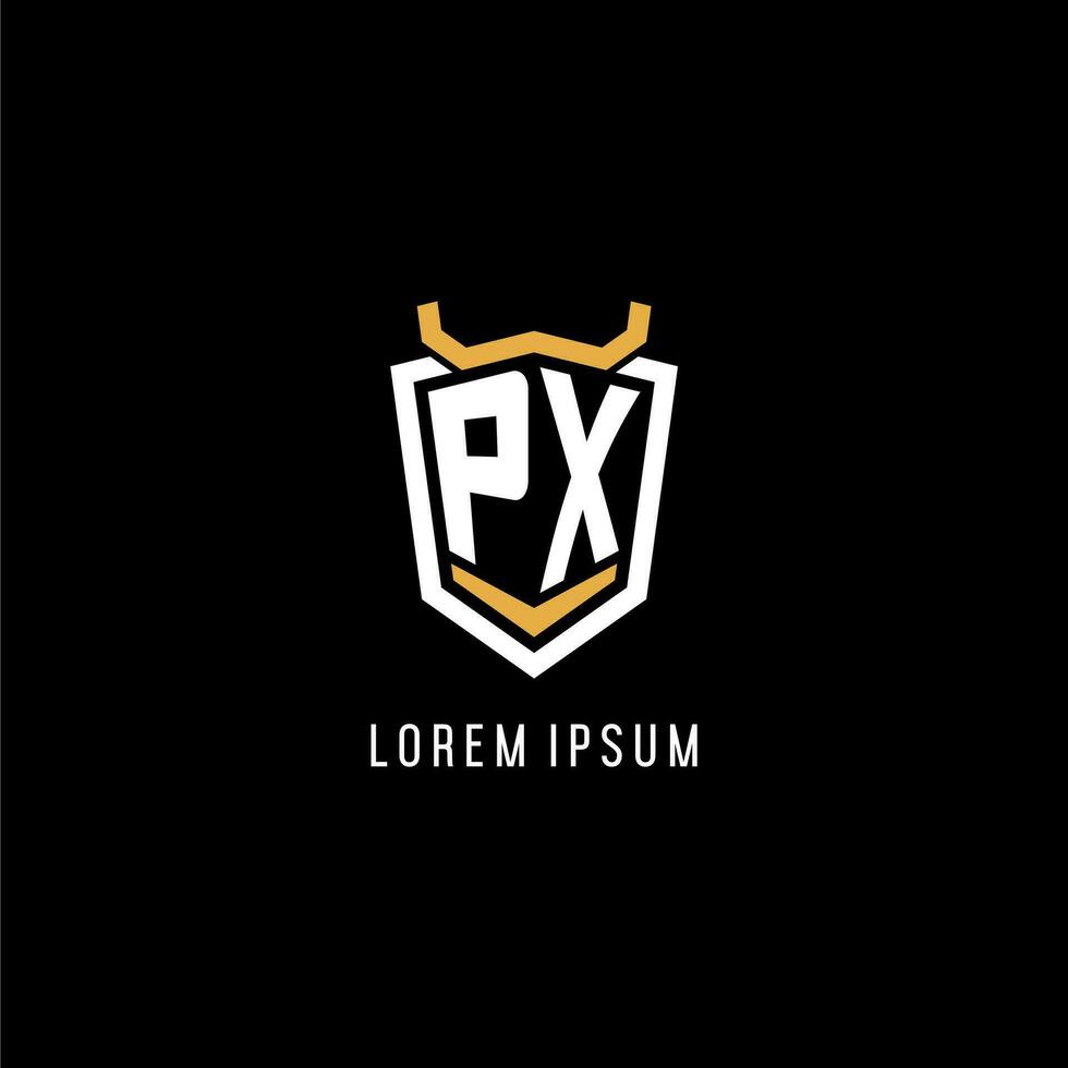 eerste px meetkundig schild esport logo monogram ontwerp stijl vector