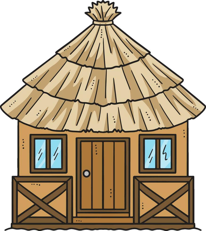 tropisch hut tekenfilm gekleurde clip art illustratie vector