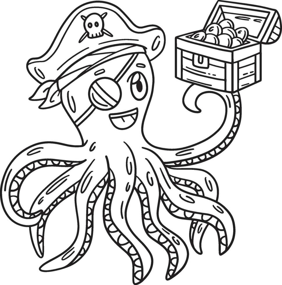 piraat Octopus Holding borst geïsoleerd kleur vector