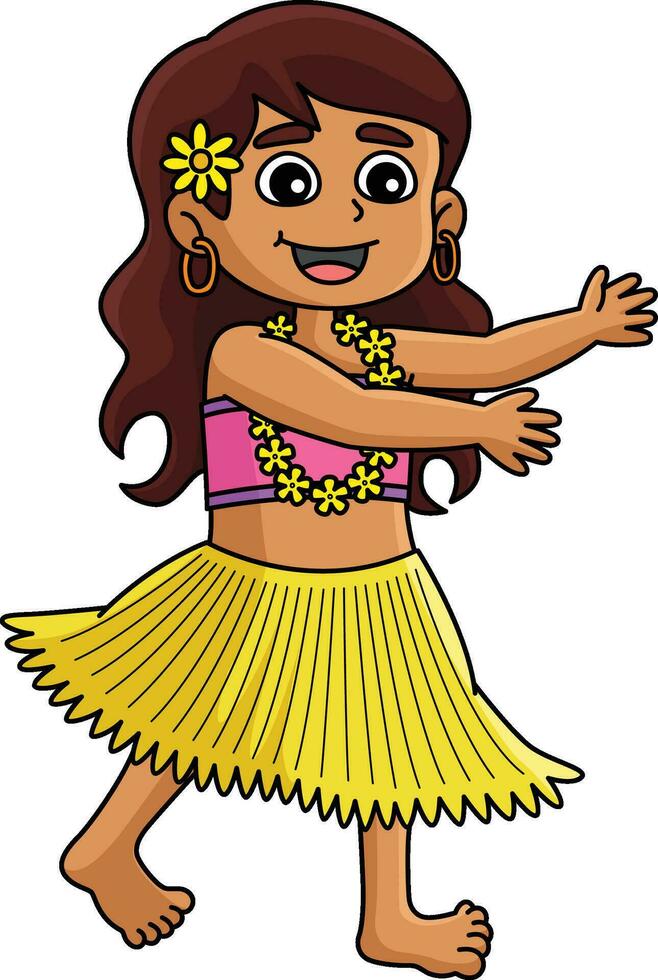 meisje aan het doen de hawaiiaans dans zomer clip art vector