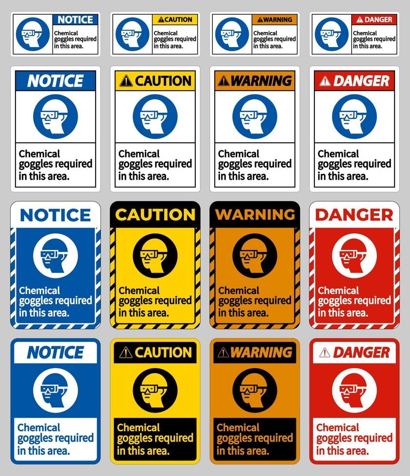 chemische veiligheidsbril vereist in dit gebied vector
