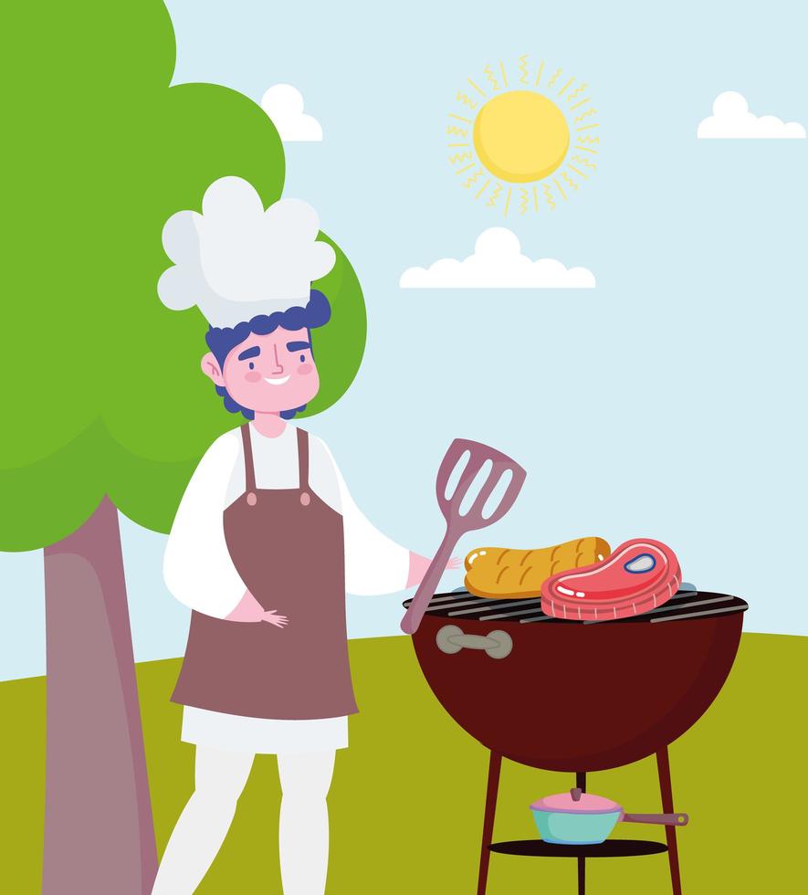 chef barbecue picknick vector