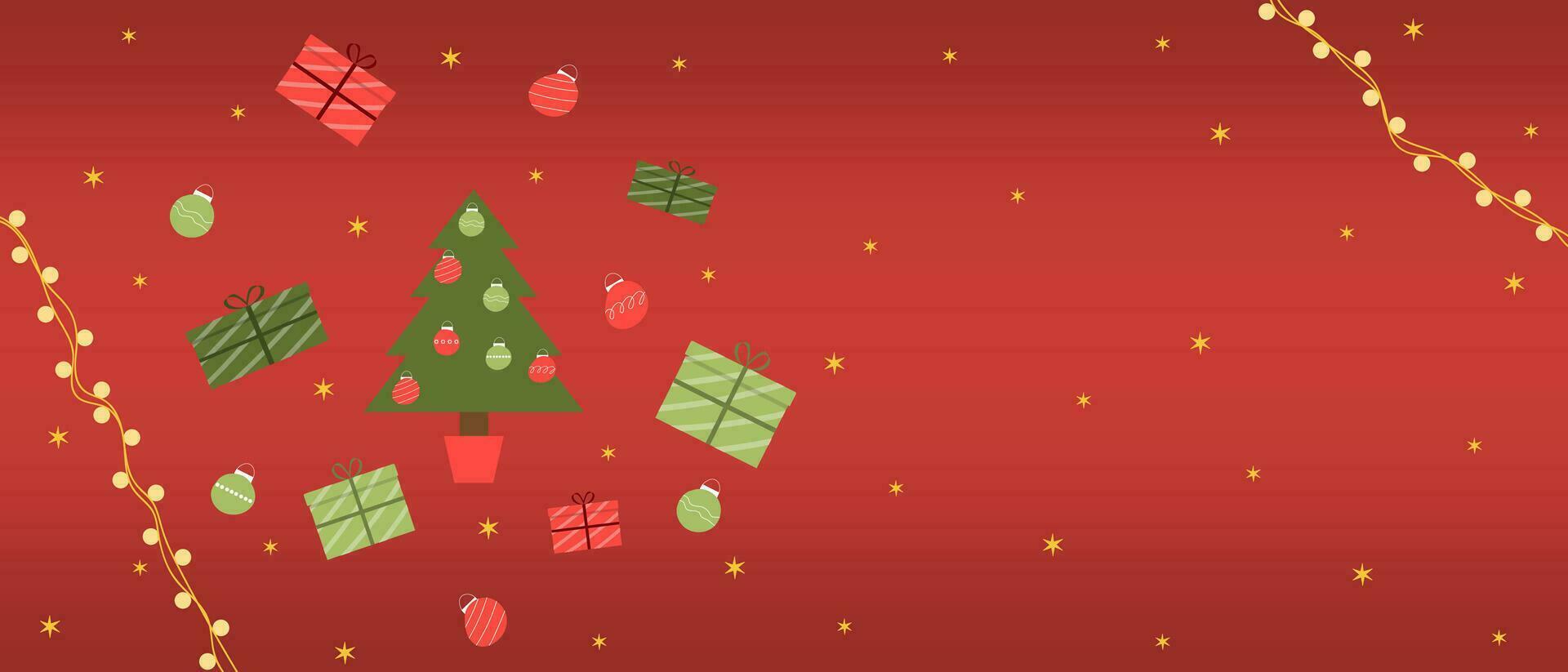 vrolijk Kerstmis en gelukkig nieuw jaar. een mooi rood banier voor een website, na, ansichtkaart, bladzijde of app vector