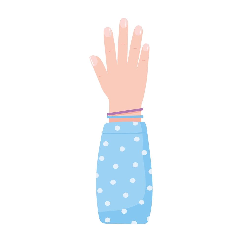 opgeheven hand vrouw met vingers cartoon vector