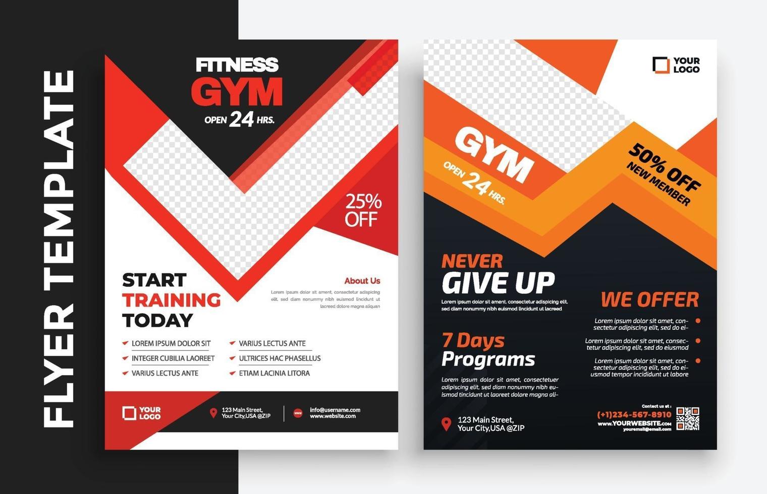 gratis gym fitness poster flyer pamflet brochure cover ontwerp lay-out ruimte voor foto-achtergrond, vector illustratie sjabloon in a4-formaat