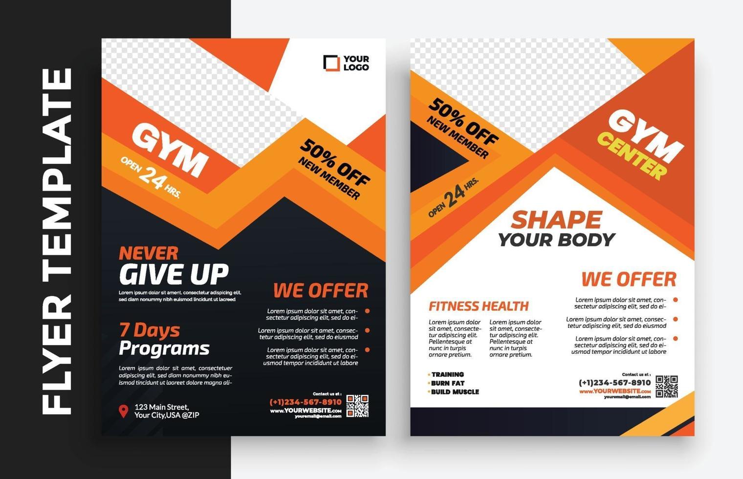 gratis gym fitness poster flyer pamflet brochure cover ontwerp lay-out ruimte voor foto-achtergrond, vector illustratie sjabloon in a4-formaat