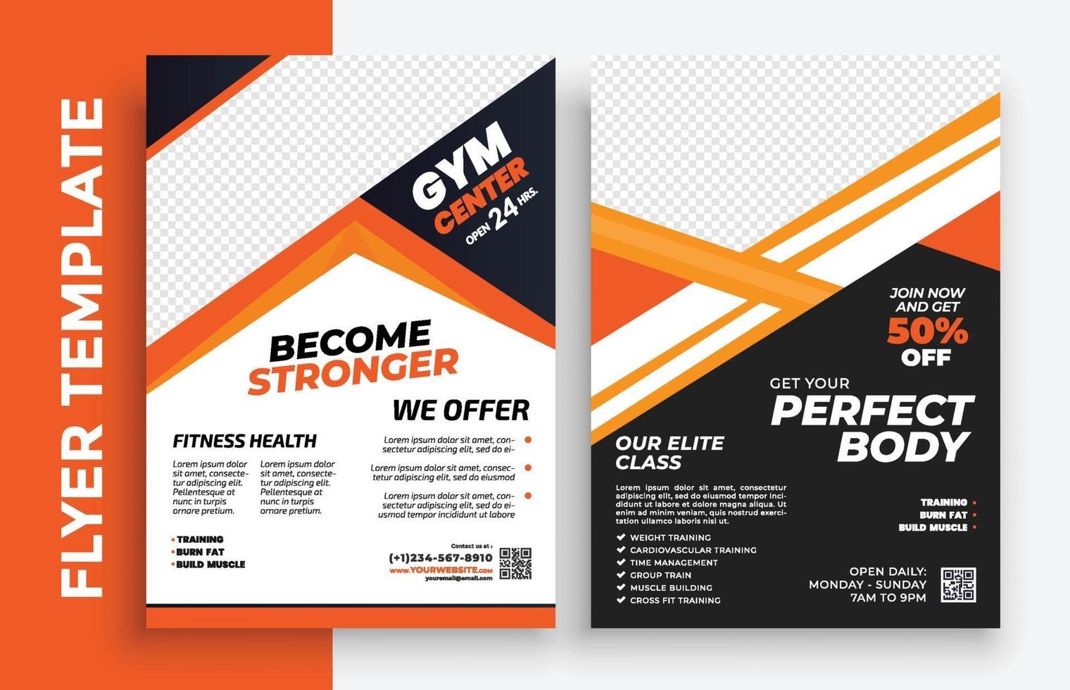 gratis gym fitness poster flyer pamflet brochure cover ontwerp lay-out ruimte voor foto-achtergrond, vector illustratie sjabloon in a4-formaat