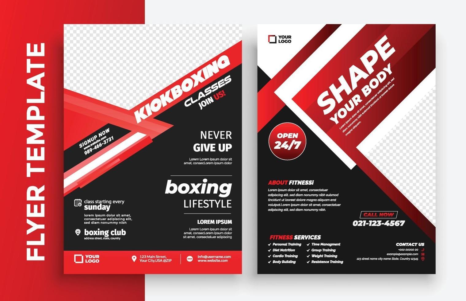 gratis gym fitness poster flyer pamflet brochure cover ontwerp lay-out ruimte voor foto-achtergrond, vector illustratie sjabloon in a4-formaat