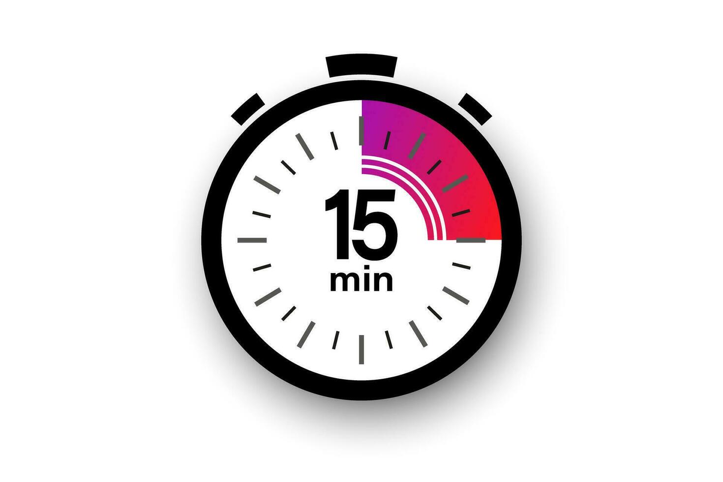 15 minuten tijdopnemer. stopwatch symbool in vlak stijl. geïsoleerd vector illustratie.