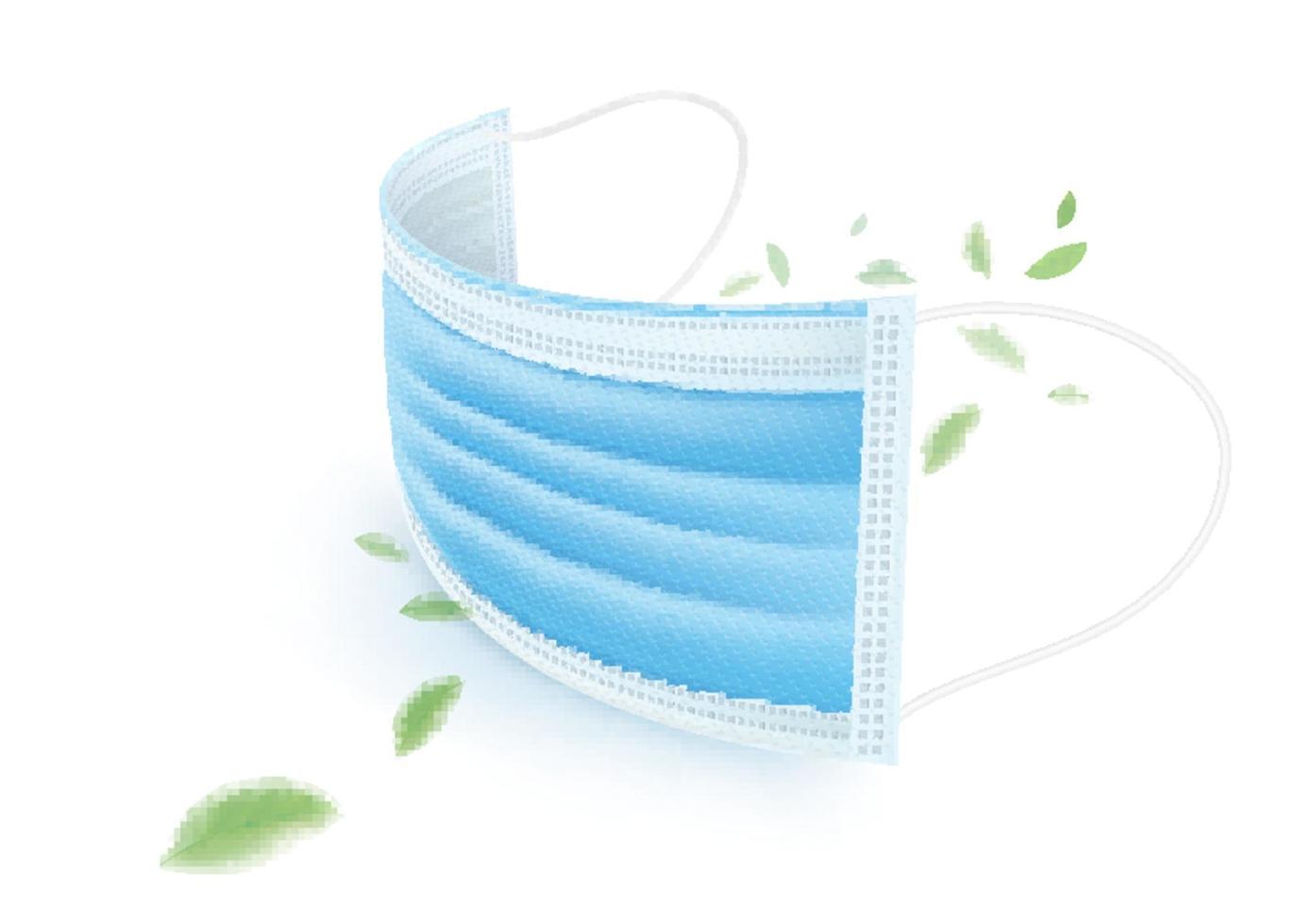 blauw 3-laags medisch masker, beschermt tegen ziektekiemen, coronavirus, bacteriën, stof vector