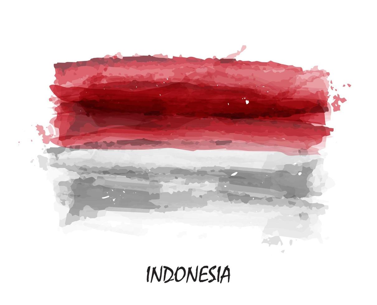 realistische aquarel vlag van Indonesië. vector. vector