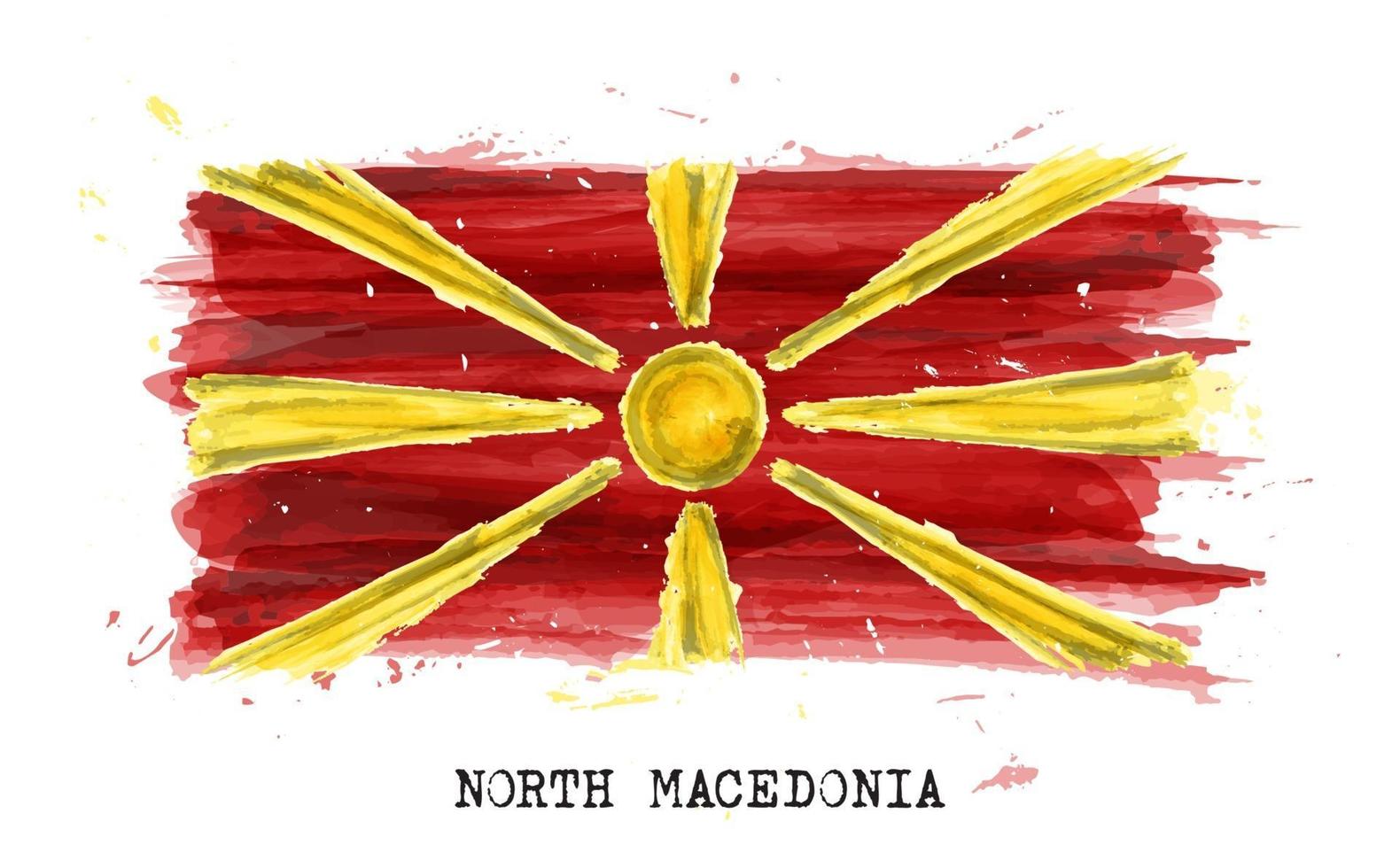 realistische aquarel vlag van Noord-Macedonië. vector. vector