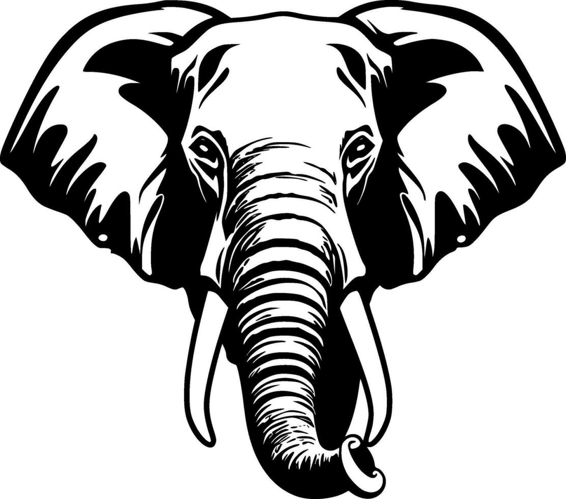 olifant, zwart en wit vector illustratie