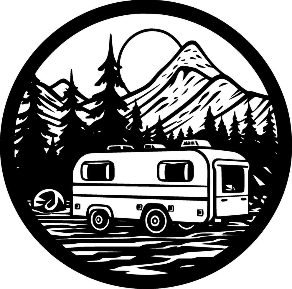 camping, minimalistische en gemakkelijk silhouet - vector illustratie