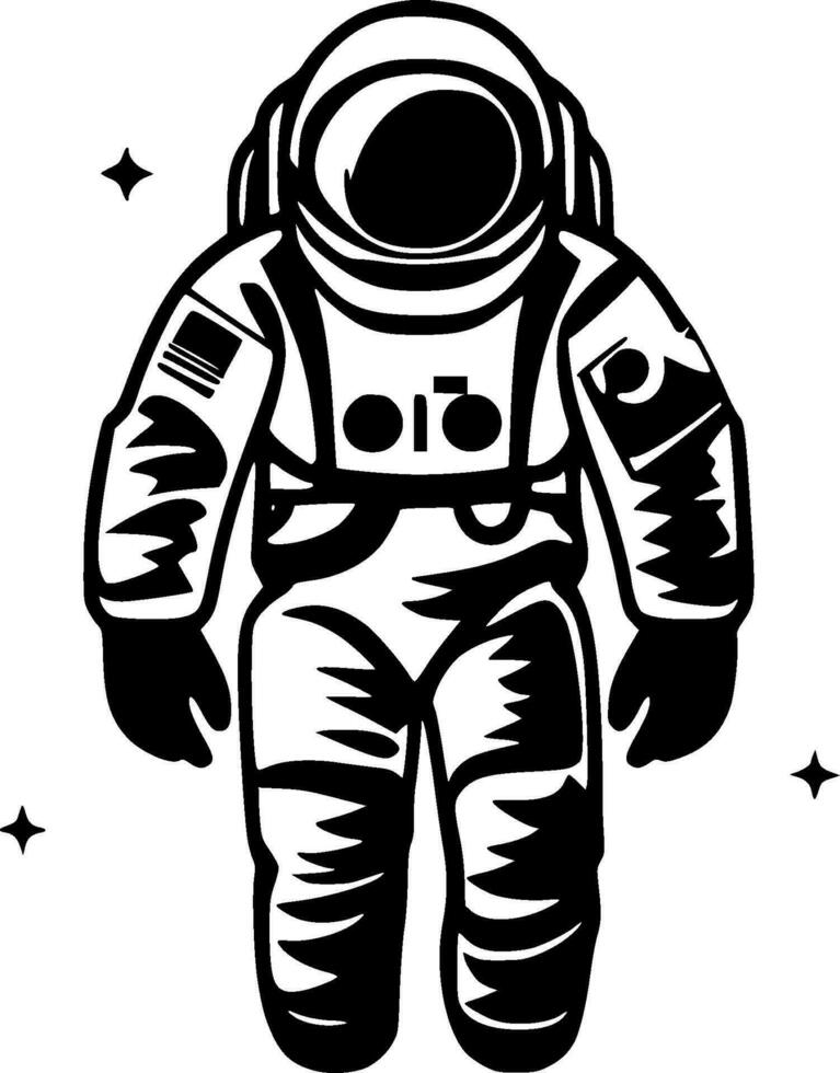 astronaut, zwart en wit vector illustratie