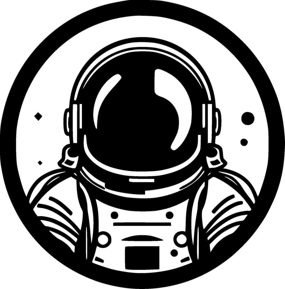 astronaut - zwart en wit geïsoleerd icoon - vector illustratie
