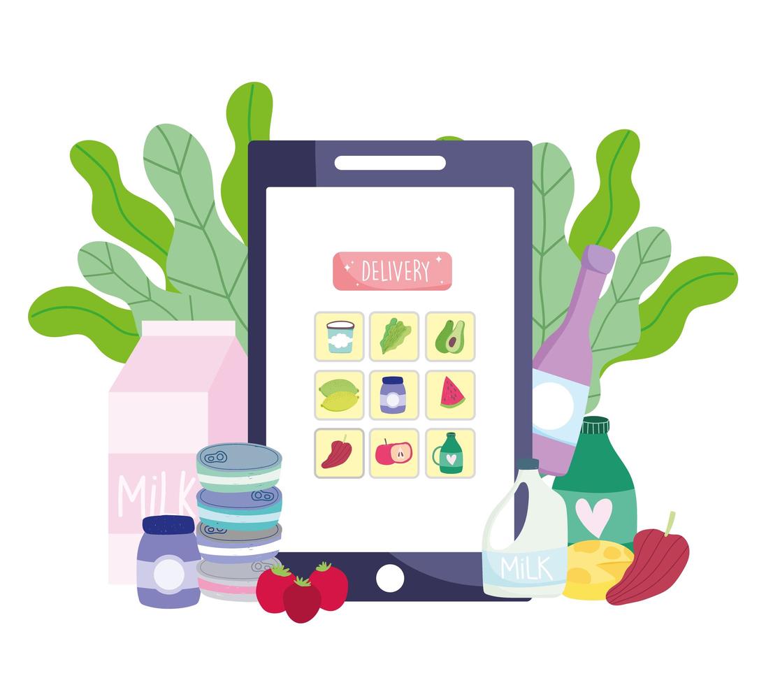 smartphone online boodschappen vector