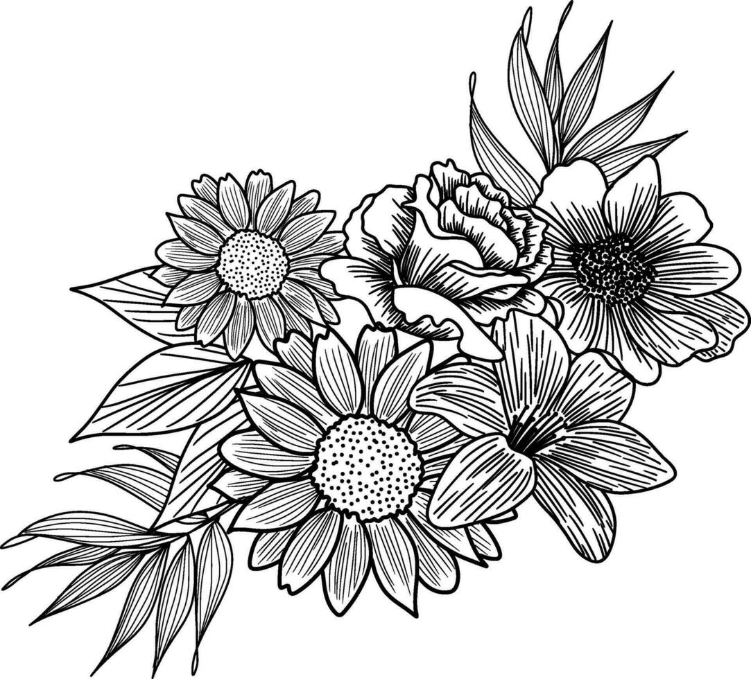 schetsen van bloemen arrangement illustratie vector