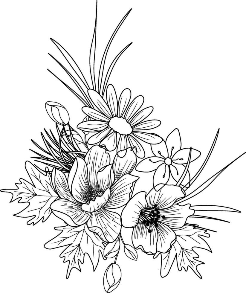 schetsen van bloemen arrangement illustratie vector