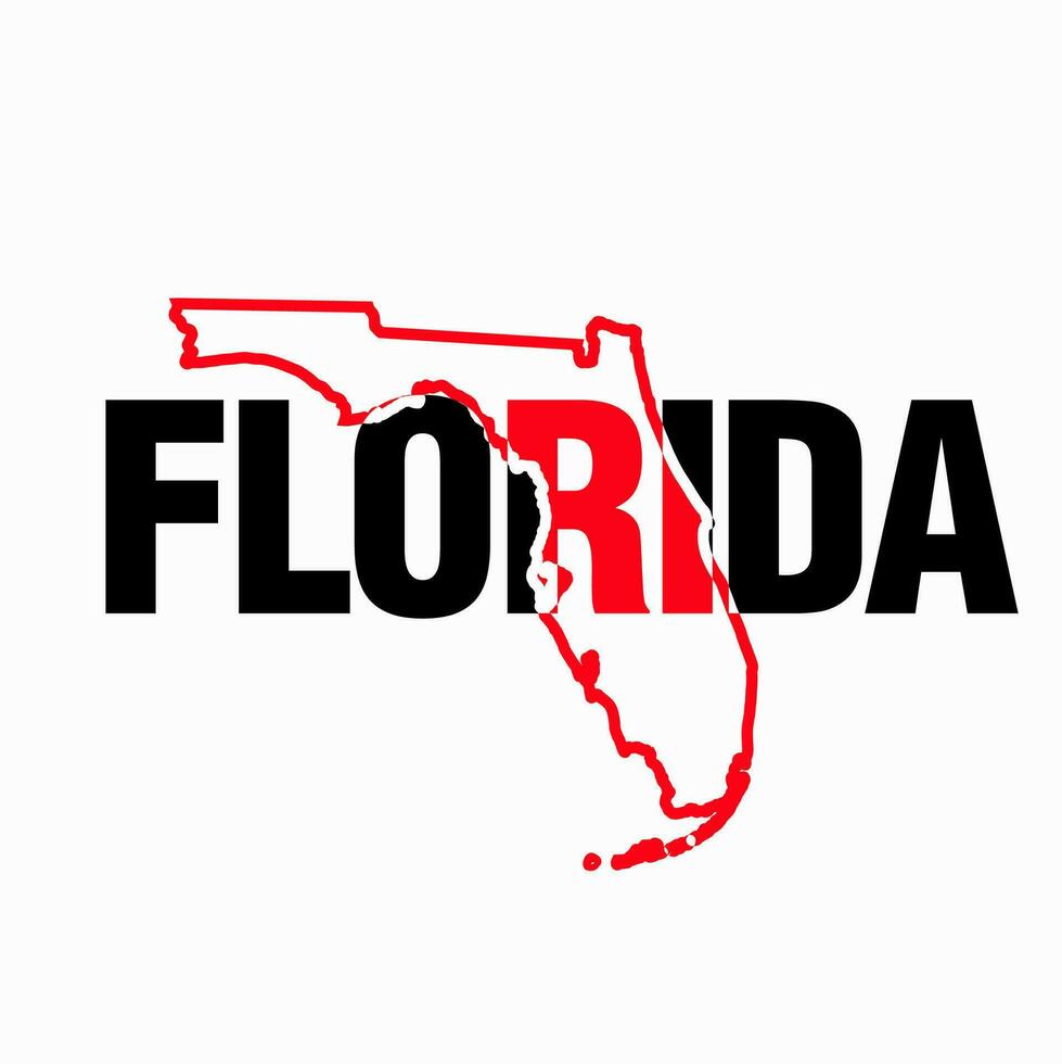 Florida Verenigde Staten van Amerika staat kaart typografie vector illustratie.