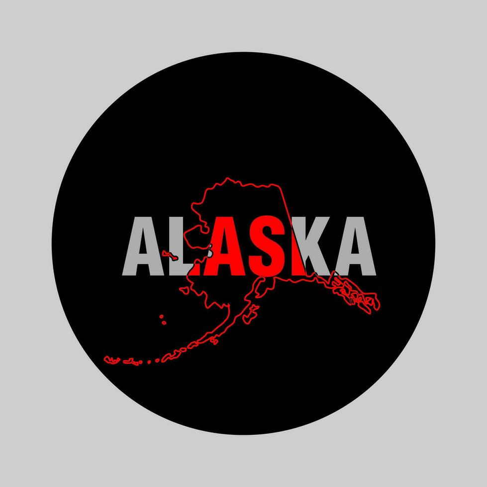 Alaska kaart typografie met zwart ronde. vector