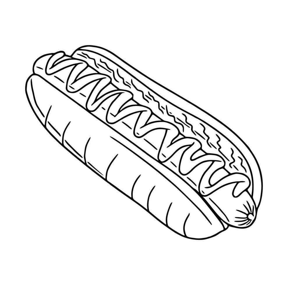 hotdog. vector geïsoleerde vlakke afbeelding fastfood voor poster, menu's, brochure, web en icon fastfood.