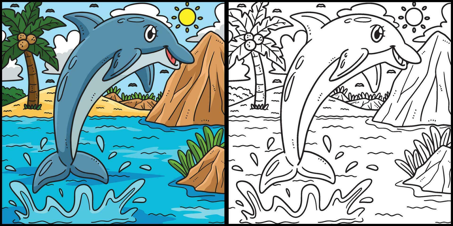 zomer dolfijn jumping uit van water illustratie vector
