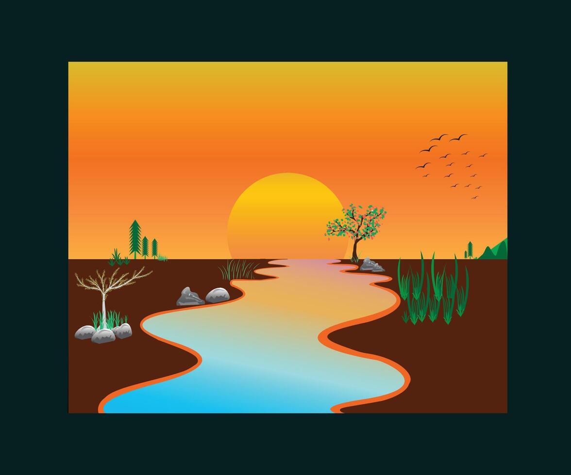 grafisch ontwerp dorp zonsondergang sjabloon Victor kunst vector