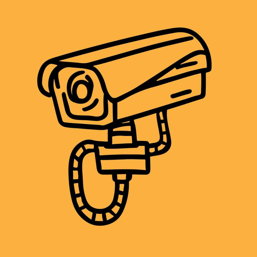 veiligheid camera. cctv toezicht systeem. toezicht houden, bewaker apparatuur, inbraak of diefstal preventie. vector illustratie geïsoleerd Aan geel achtergrond.