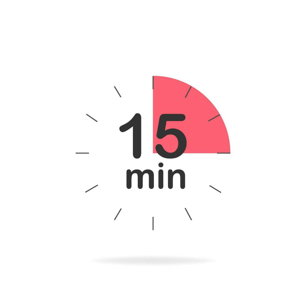 15 minuten tijdopnemer. stopwatch symbool in vlak stijl. geïsoleerd vector illustratie