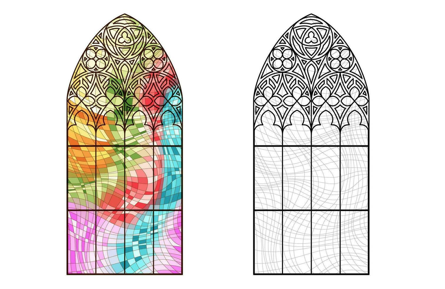 kerk glas werkblad. kleur mozaïek- venster. vector