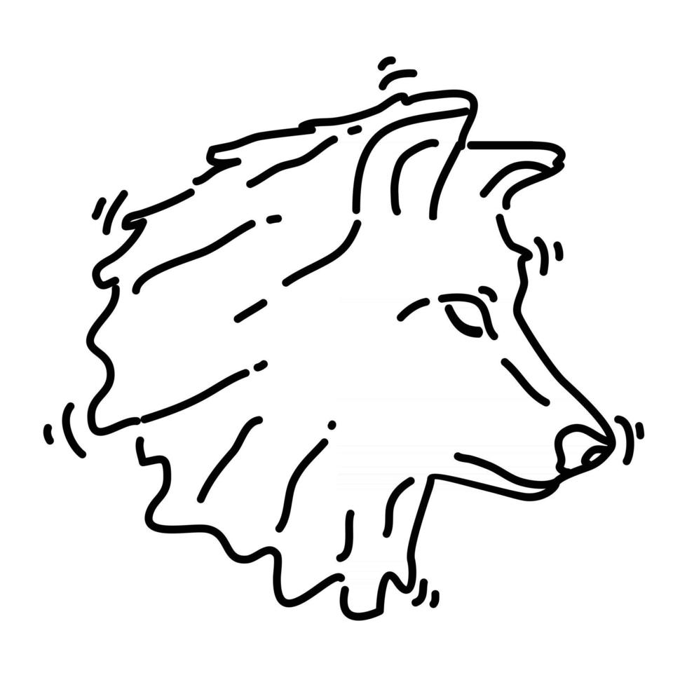 wandelen avontuur wolf, reis, reizen, kamperen. hand getekend pictogram ontwerp, overzicht zwart, doodle pictogram, vector
