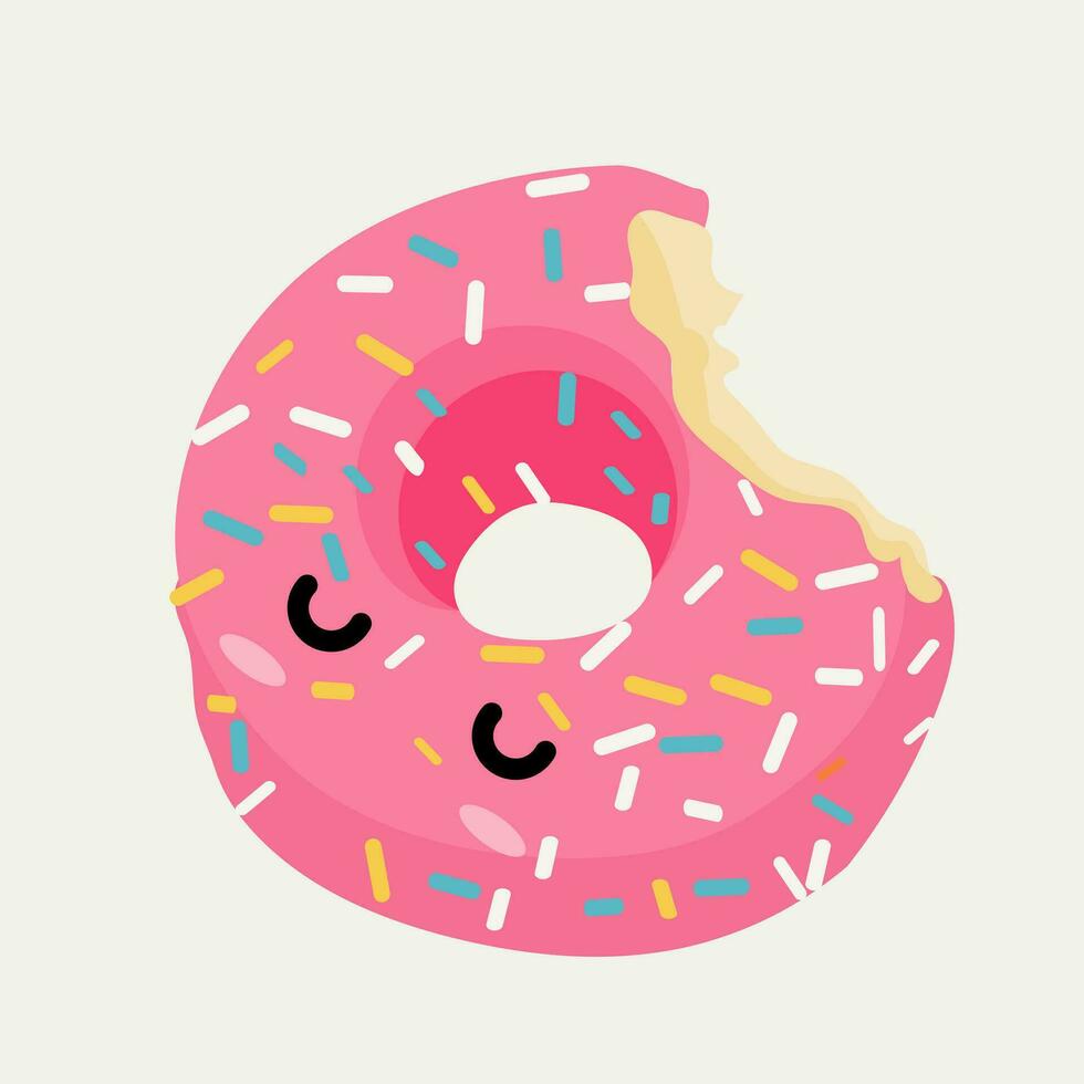 schattig roze donut karakter vector