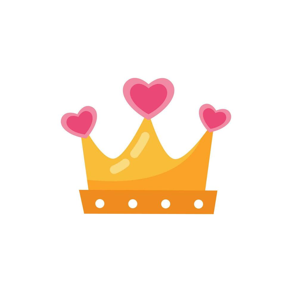 vector schattig prinses kroon met hart teken kleur icoon