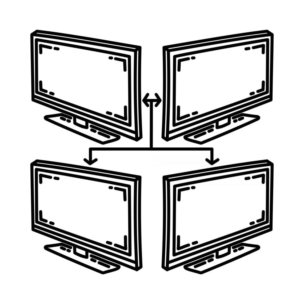 bedrijfsnetwerkpictogram. doodle hand getrokken of schets pictogramstijl vector