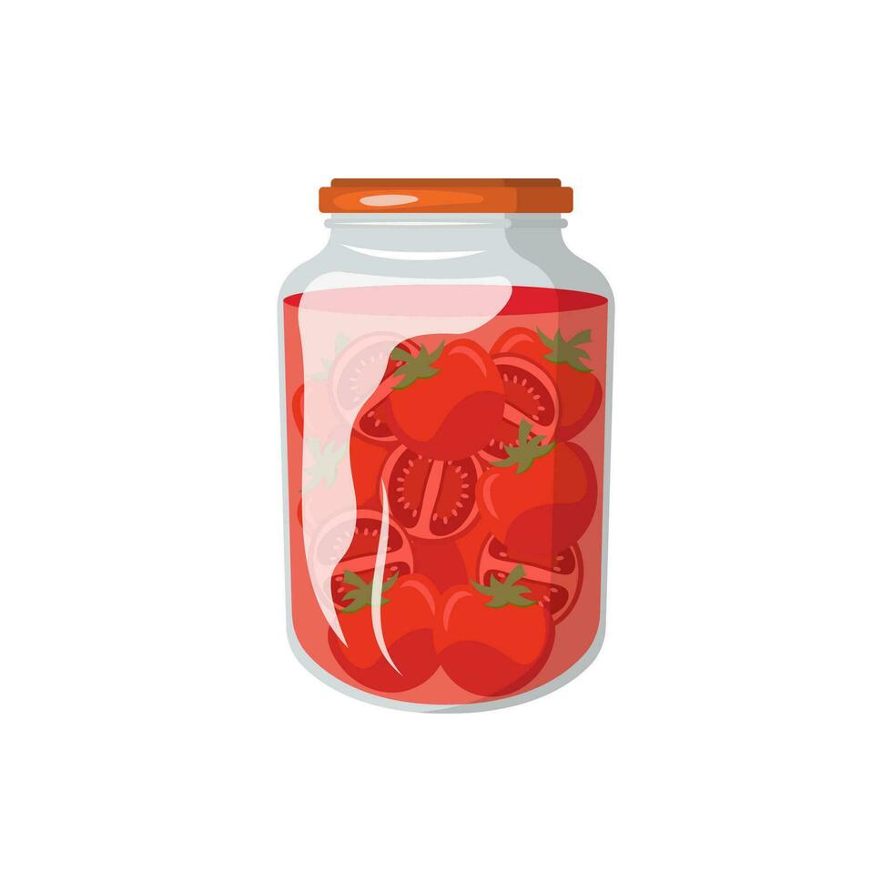 jam of compote potten. ingeblikt bewaard gebleven fruit in glas pot vector illustratie. voor boer markt branding. biologisch voedsel
