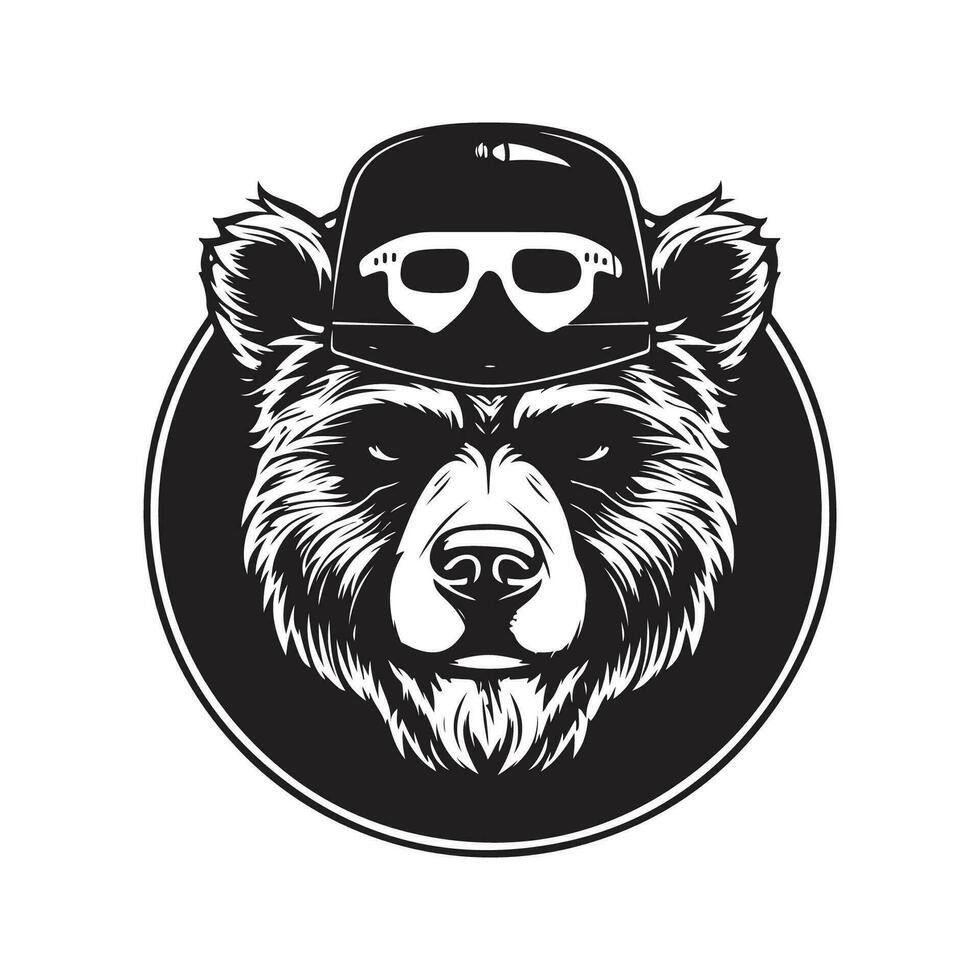 koel beer, wijnoogst logo lijn kunst concept zwart en wit kleur, hand- getrokken illustratie vector