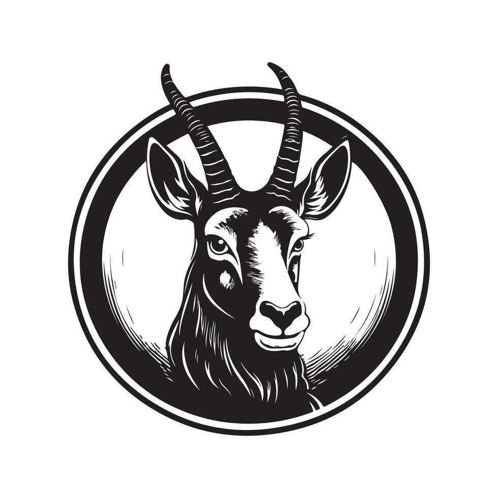 waterbok, wijnoogst logo lijn kunst concept zwart en wit kleur, hand- getrokken illustratie vector