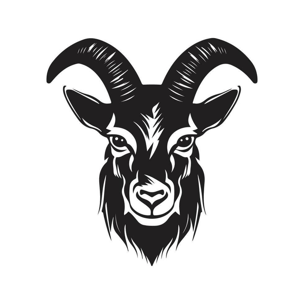 boos geit, wijnoogst logo lijn kunst concept zwart en wit kleur, hand- getrokken illustratie vector