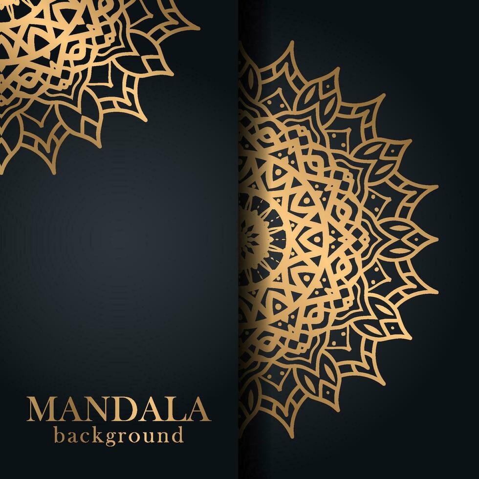 luxe mandala-ontwerpachtergrond in gouden kleur vector