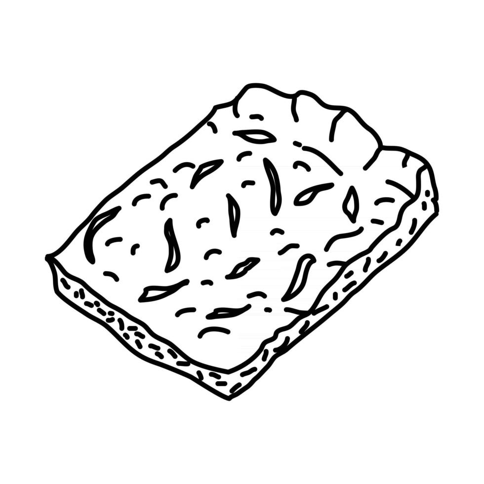 zwiebelkuchen en federweisser icoon. doodle hand getrokken of schets pictogramstijl vector