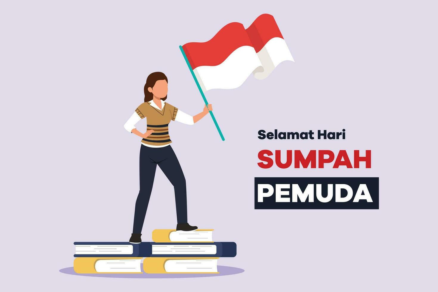 selamat hari sumpah pemuda. vertaling gelukkig Indonesisch jeugd belofte. gekleurde vlak vector illustratie geïsoleerd.