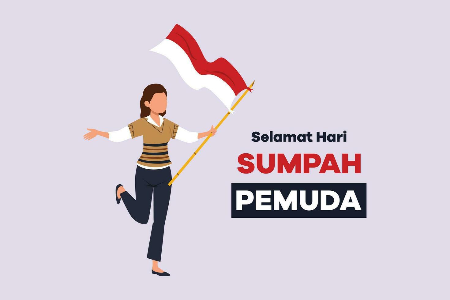 selamat hari sumpah pemuda. vertaling gelukkig Indonesisch jeugd belofte. gekleurde vlak vector illustratie geïsoleerd.