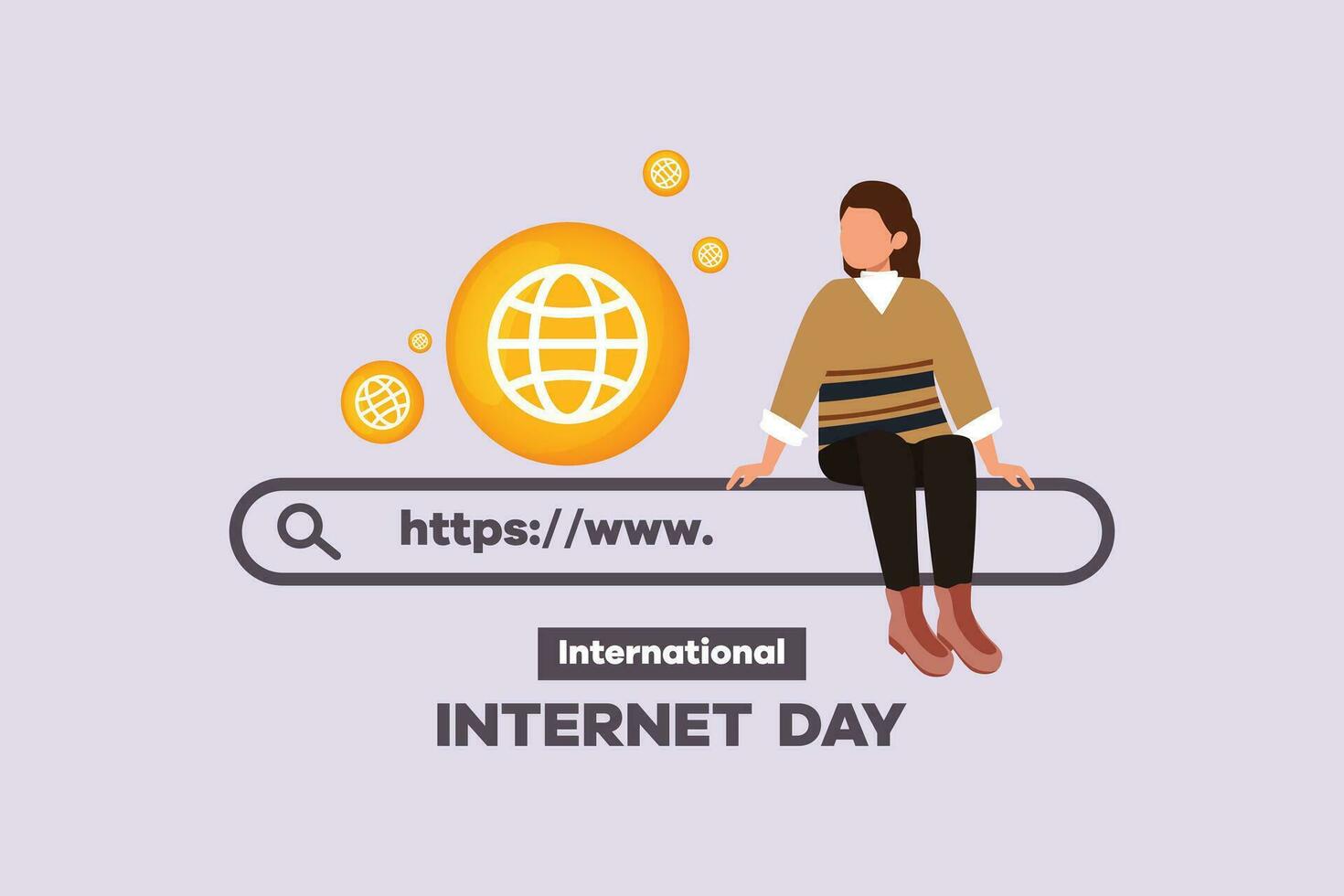 Internationale internet dag. sjabloon ontwerp met hand- tekening stijl. gekleurde vlak vector illustratie geïsoleerd.