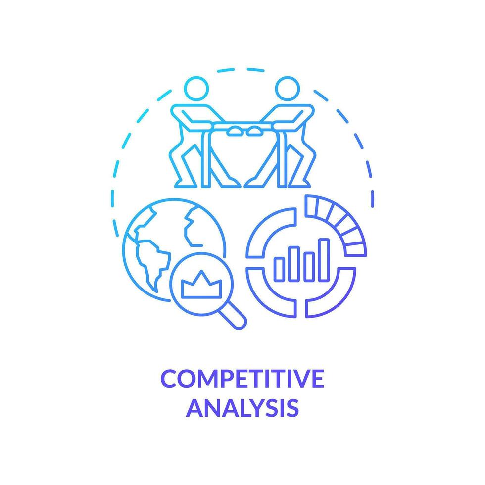 competitief analyse blauw helling concept icoon. gegevens Onderzoek. economisch groei. strategisch beheer. prestatie evaluatie abstract idee dun lijn illustratie. geïsoleerd schets tekening vector