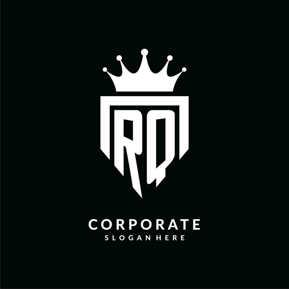 brief rq logo monogram embleem stijl met kroon vorm ontwerp sjabloon vector