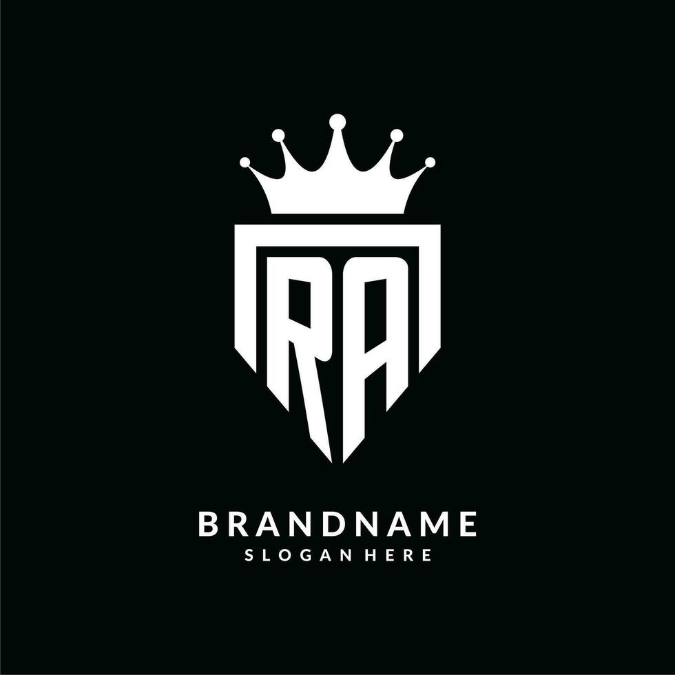 brief ra logo monogram embleem stijl met kroon vorm ontwerp sjabloon vector