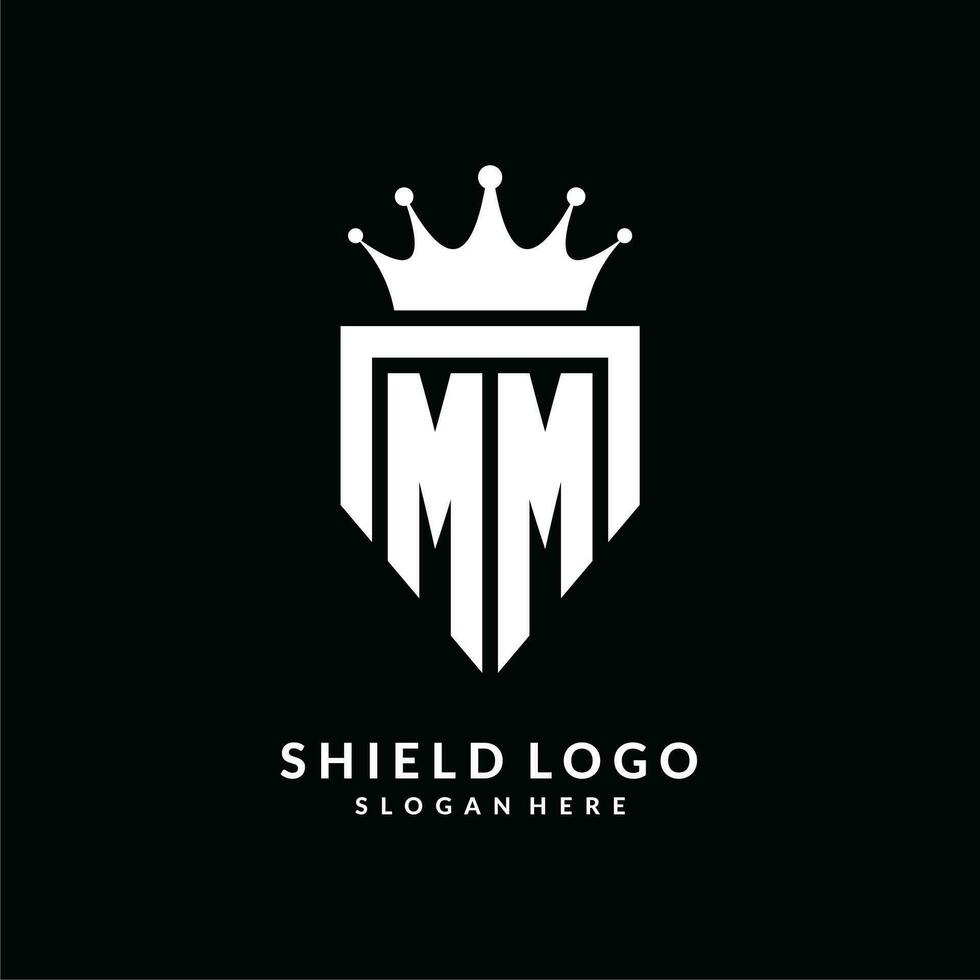 brief mm logo monogram embleem stijl met kroon vorm ontwerp sjabloon vector